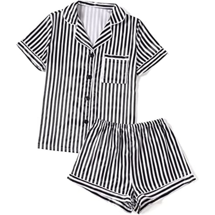 Classic Striped Short Sleeve Top With Shorts