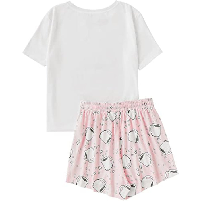 Classic Printed Tee And Shorts For Women