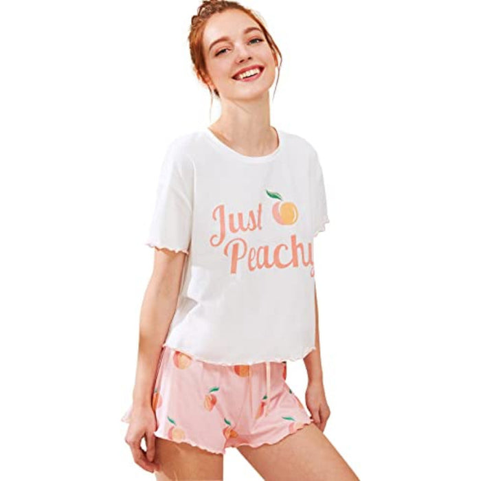 Classic Printed Tee And Shorts For Women