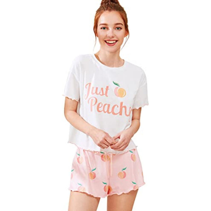 Classic Printed Tee And Shorts For Women