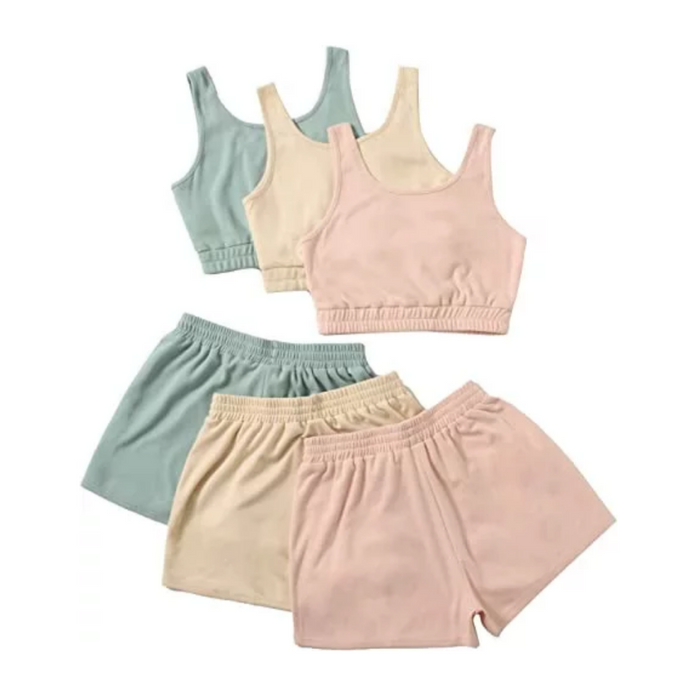 Women Outfits Top & Waist Shorts ( 6 Pairs)