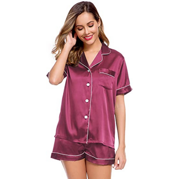 Women's Silk Short Sleeve Pajama Set