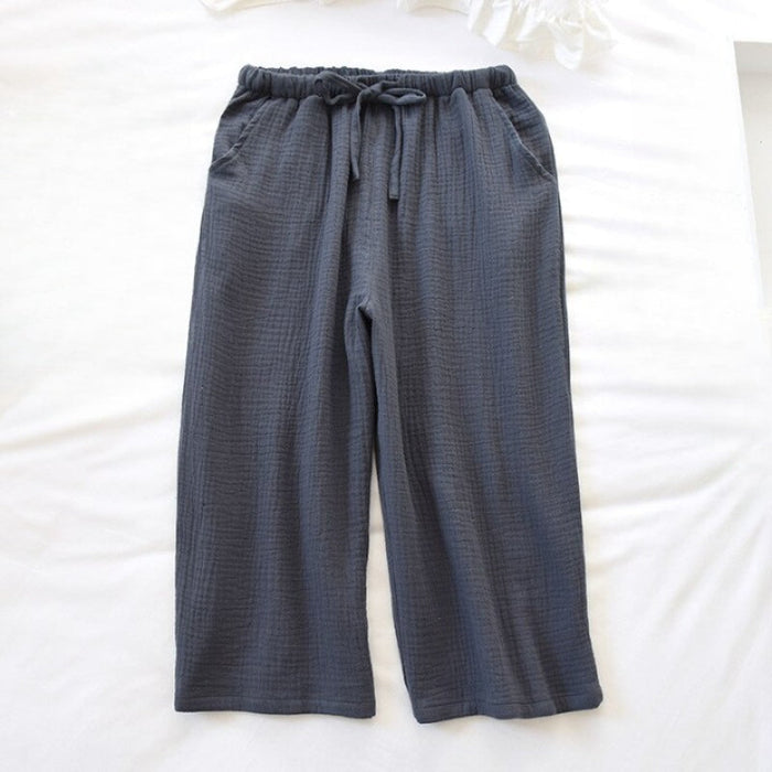 Solid Cotton Crepe Pants