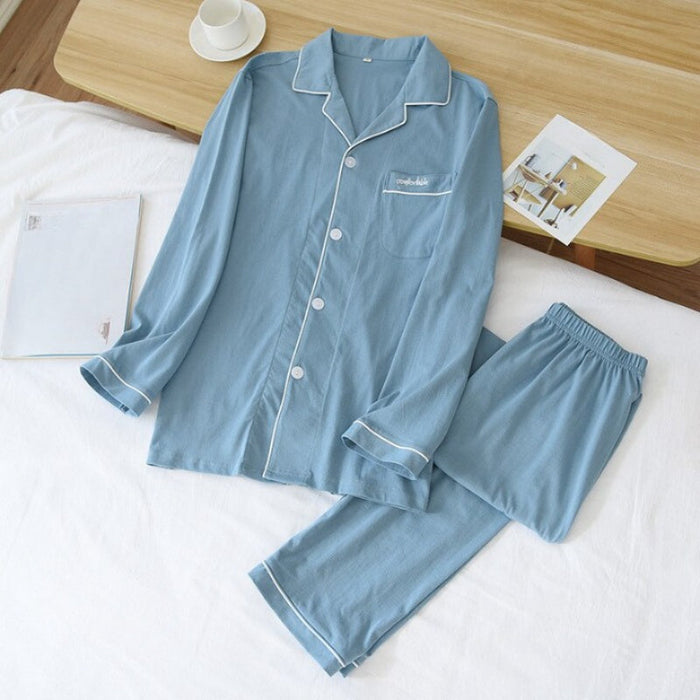 Basic Solid Pajama Set For Men