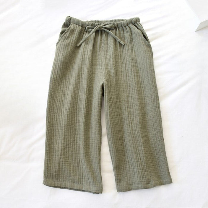 Solid Cotton Crepe Pants