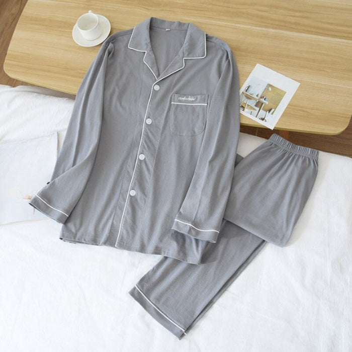 Basic Solid Pajama Set For Men