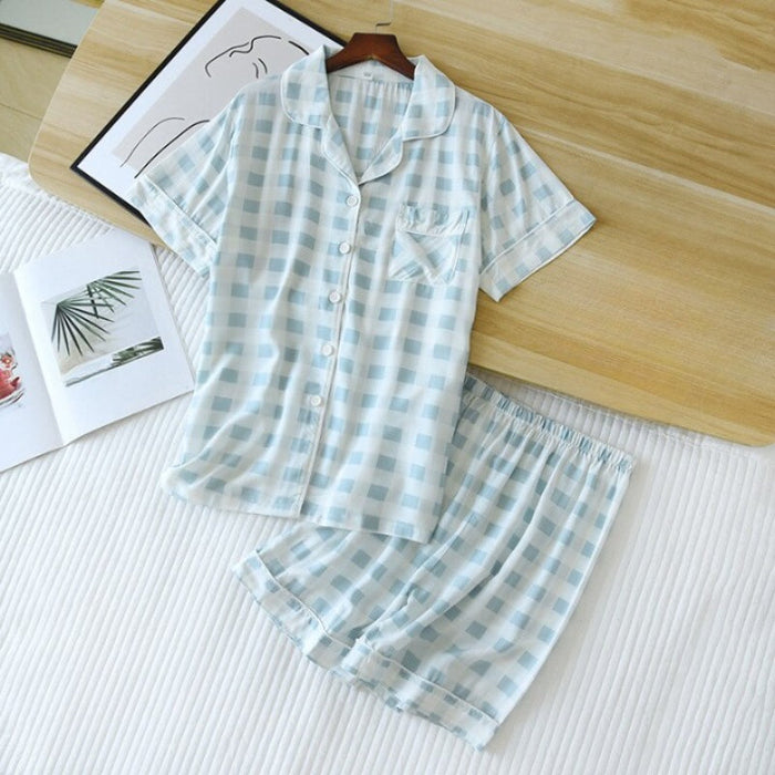 Box Pattern Short Sleeve Pyjamas