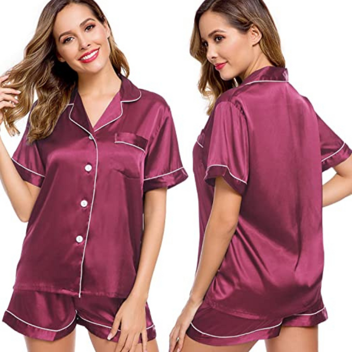 Women's Silk Short Sleeve Pajama Set