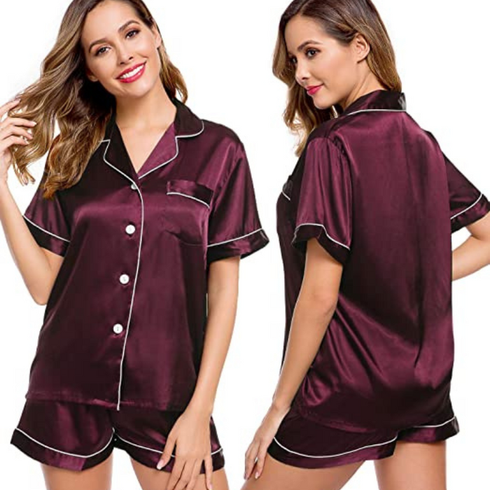 Women's Silk Short Sleeve Pajama Set