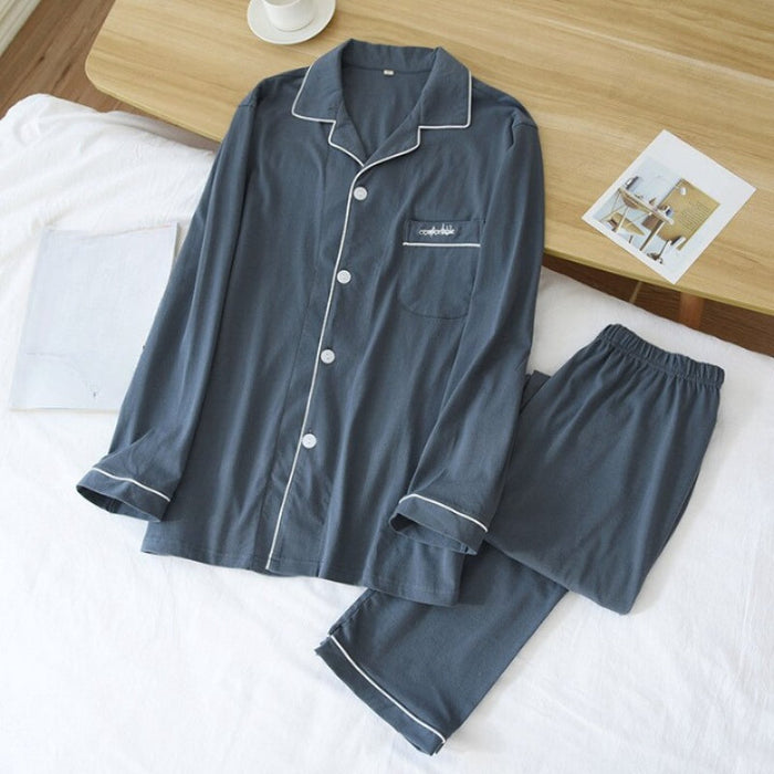 Basic Solid Pajama Set For Men