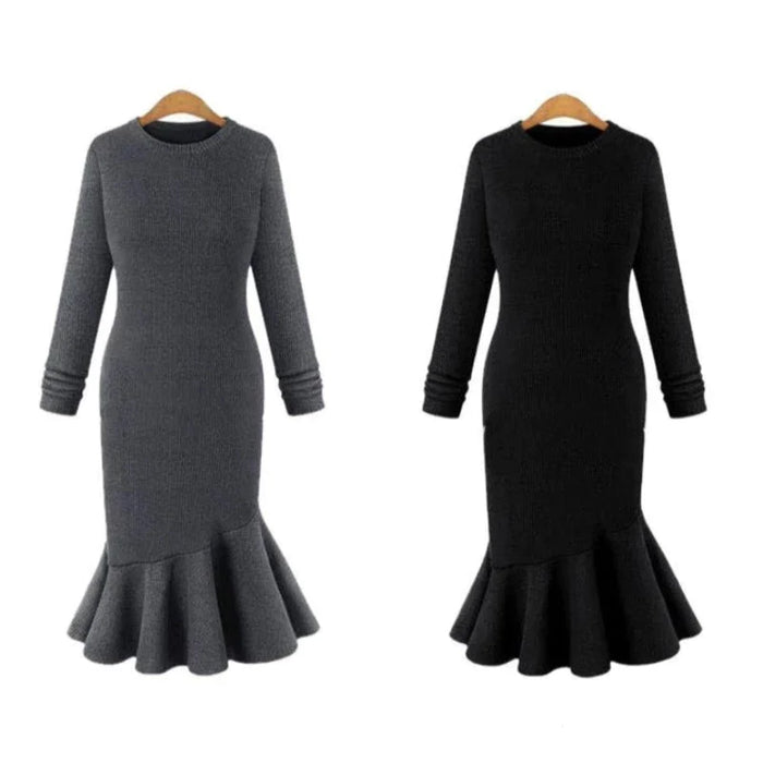 Casual Business Knitwear Autumn Winter Women Knitted Bodycon Dress