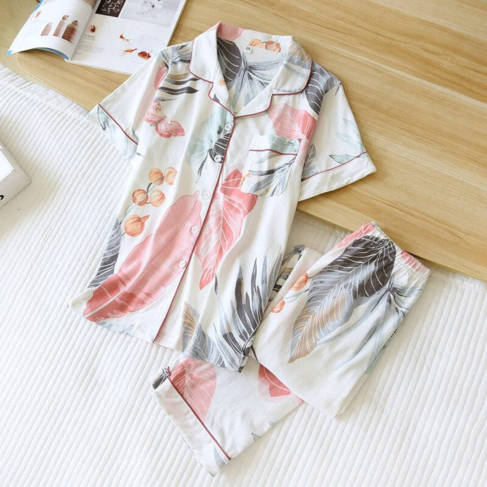 Casual Short-Sleeved Pajama Set