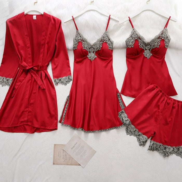 Women Gown Set V-Neck Nighties Wear