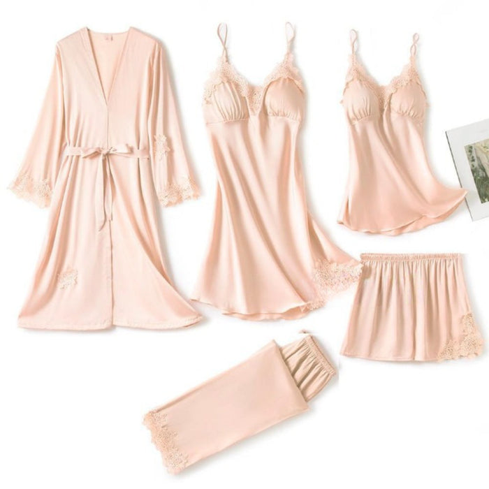 Women Gown Set V-Neck Nighties Wear