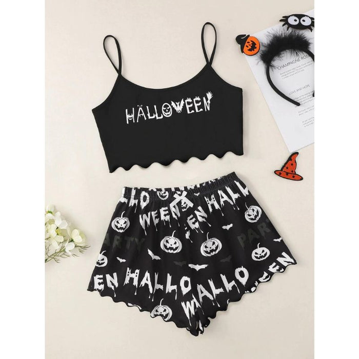 Happy Halloween Women's Cartoon Camisole Shorts Set