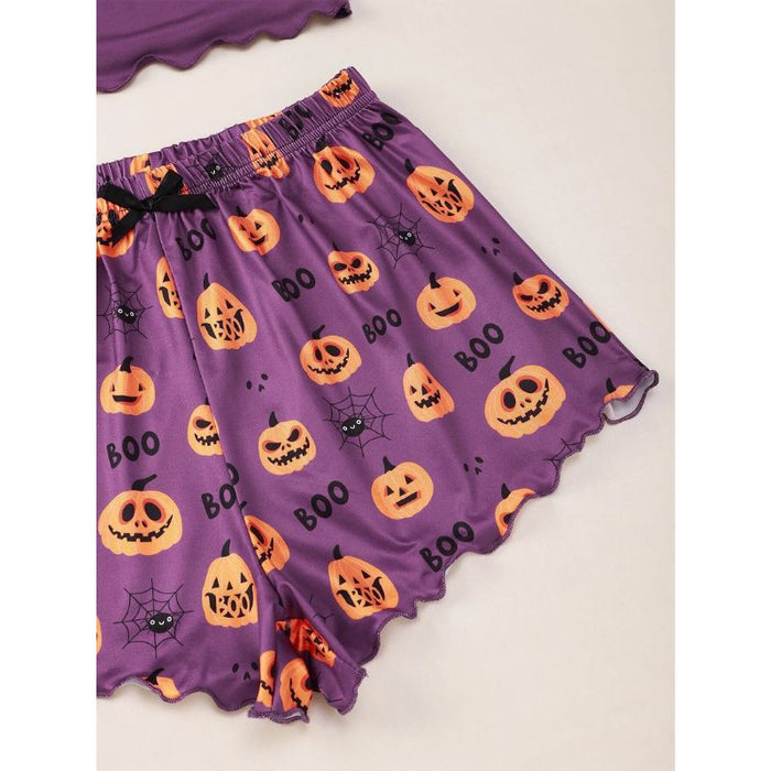 Pumpkin Print Camisole And Short Set