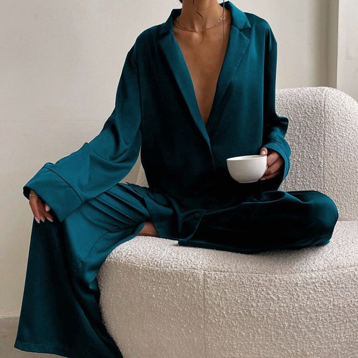 Single-Breasted Long Sleeves Pajamas