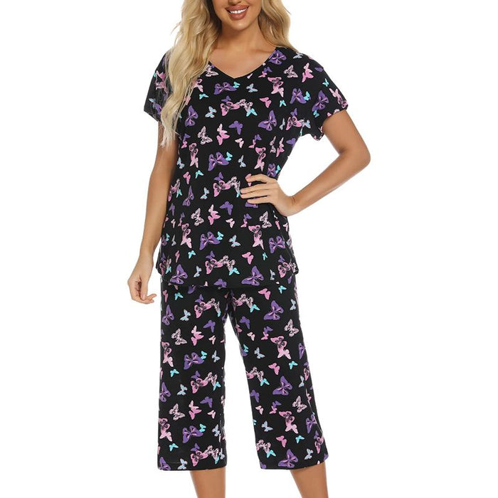 Sleepwear Tops With Capri Pants