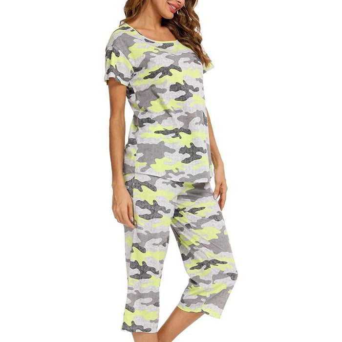 Sleepwear Tops With Capri Pants