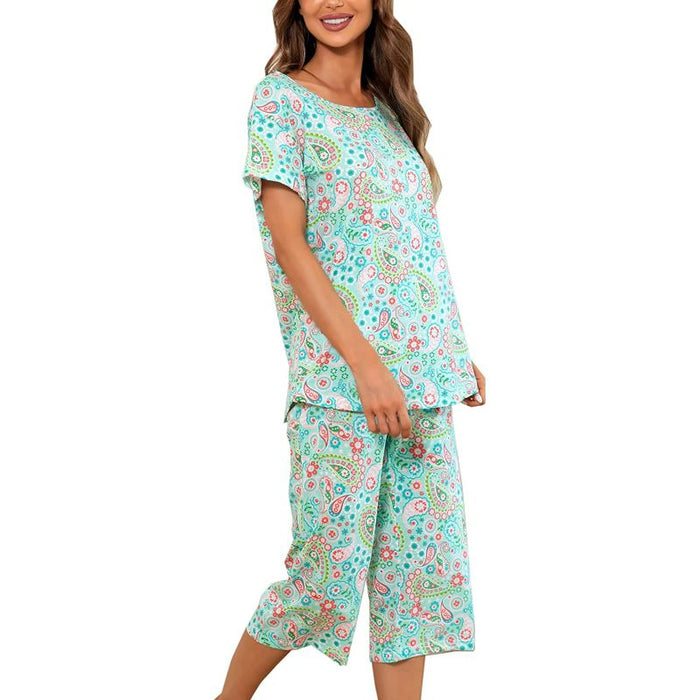 Sleepwear Tops With Capri Pants