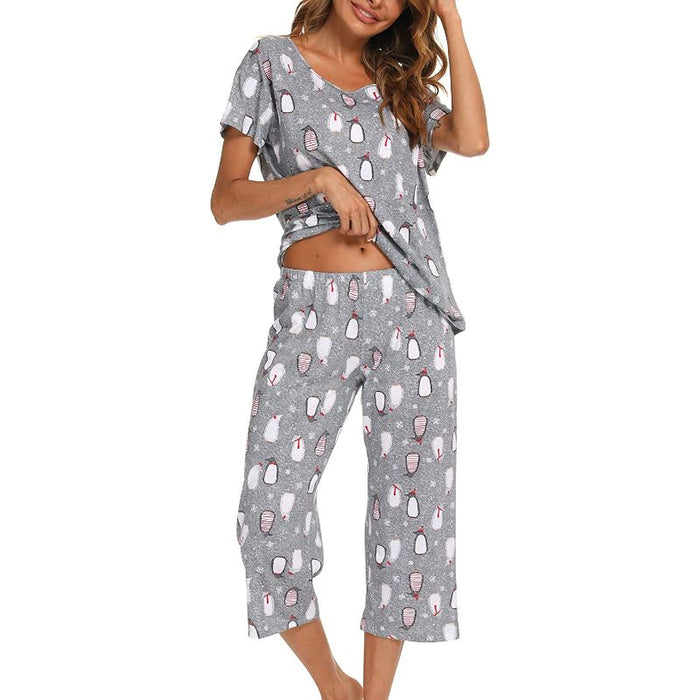 Sleepwear Tops With Capri Pants