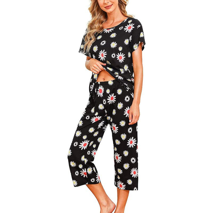 Sleepwear Tops With Capri Pants