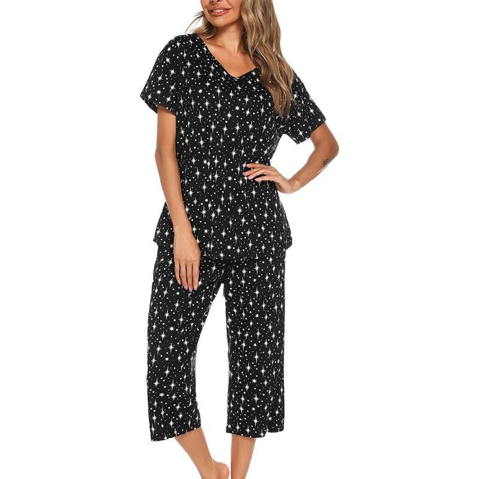 Sleepwear Tops With Capri Pants