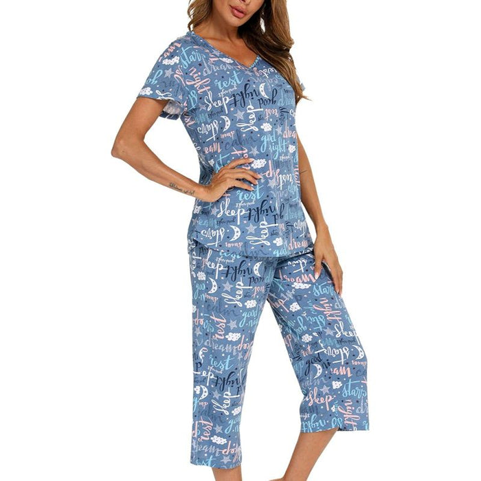 Sleepwear Tops With Capri Pants