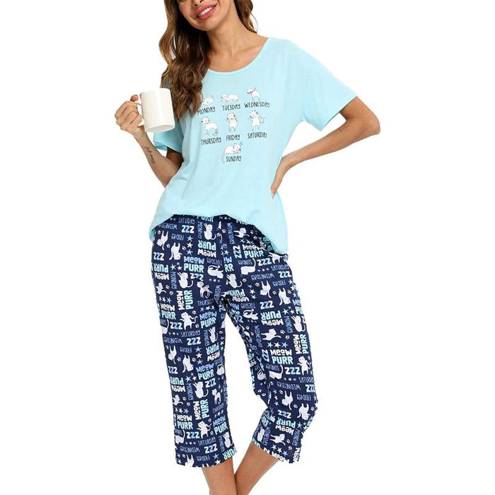 Sleepwear Tops With Capri Pants