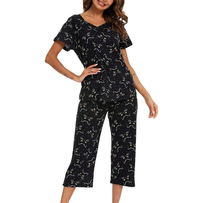 Sleepwear Tops With Capri Pants