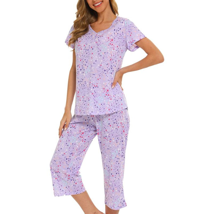 Sleepwear Tops With Capri Pants