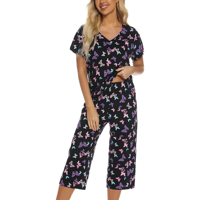 Sleepwear Tops With Capri Pants