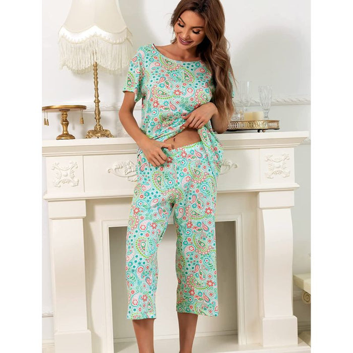 Sleepwear Tops With Capri Pants