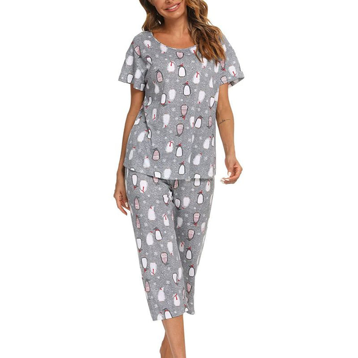 Sleepwear Tops With Capri Pants