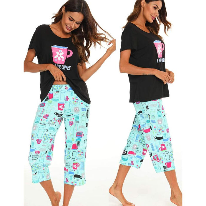 Sleepwear Tops With Capri Pants