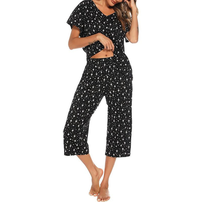 Sleepwear Tops With Capri Pants