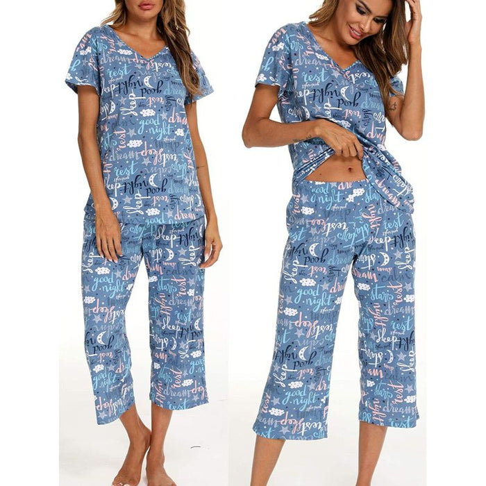 Sleepwear Tops With Capri Pants