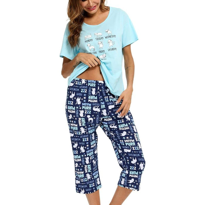 Sleepwear Tops With Capri Pants