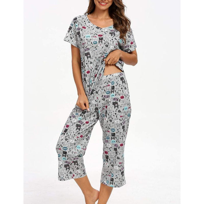 Sleepwear Tops With Capri Pants