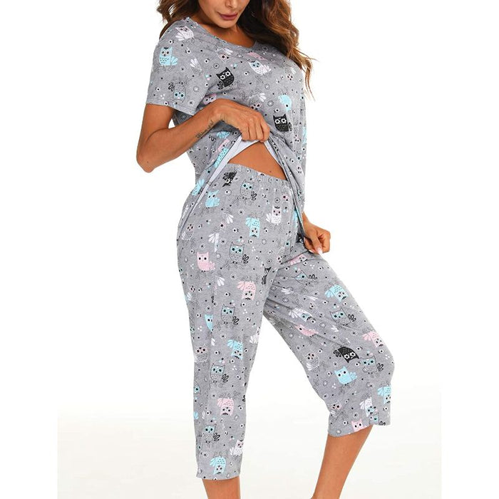 Sleepwear Tops With Capri Pants