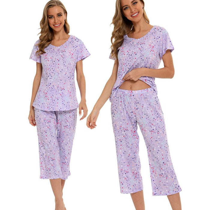 Sleepwear Tops With Capri Pants