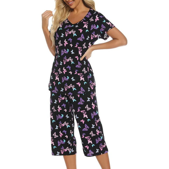 Sleepwear Tops With Capri Pants