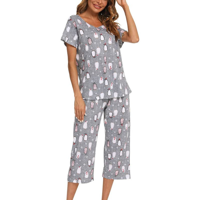 Sleepwear Tops With Capri Pants