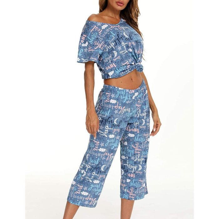 Sleepwear Tops With Capri Pants