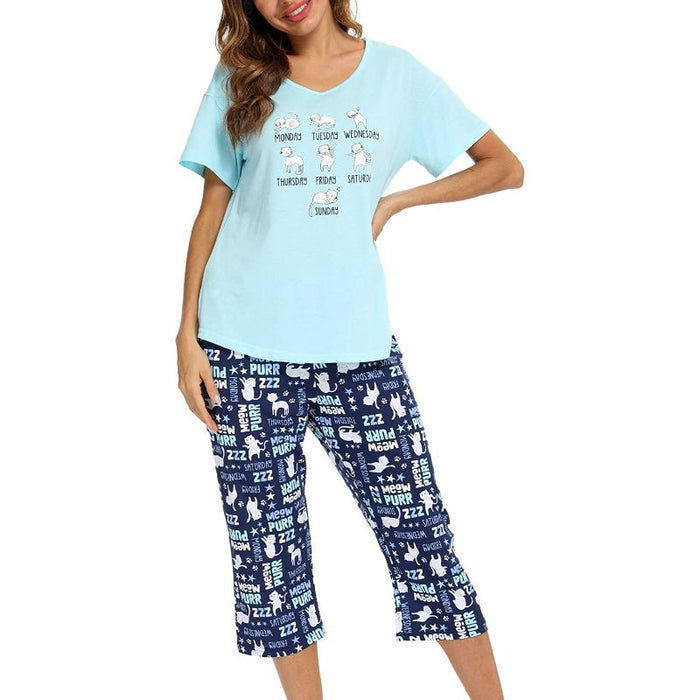 Sleepwear Tops With Capri Pants