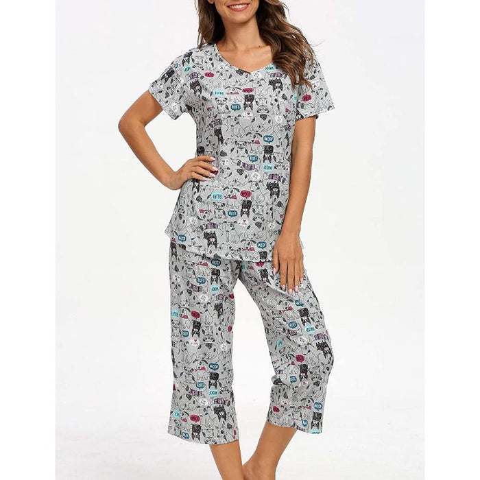 Sleepwear Tops With Capri Pants