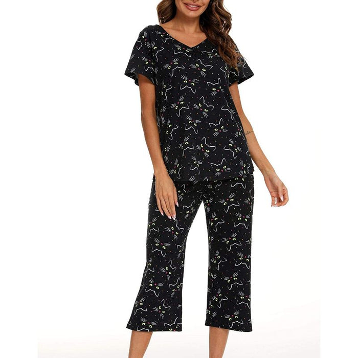 Sleepwear Tops With Capri Pants