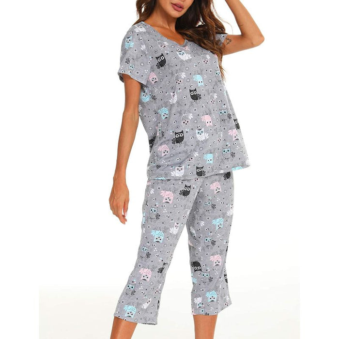 Sleepwear Tops With Capri Pants