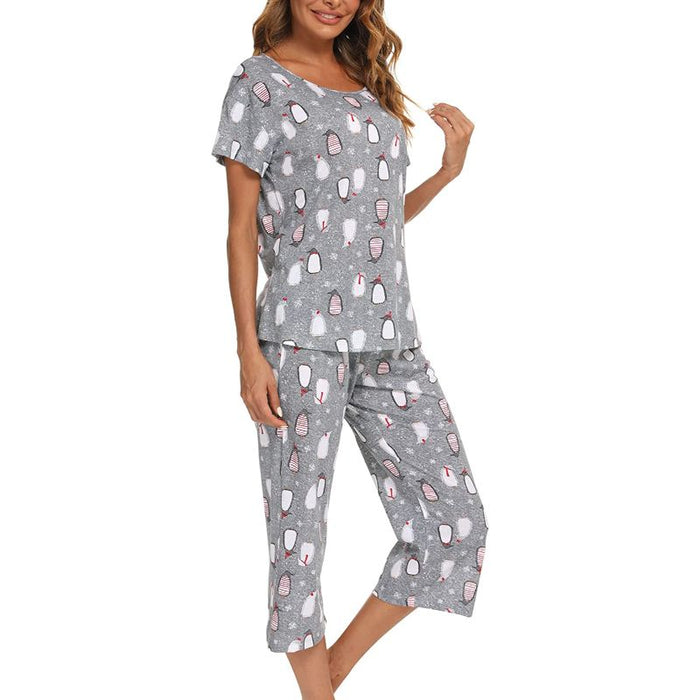 Sleepwear Tops With Capri Pants