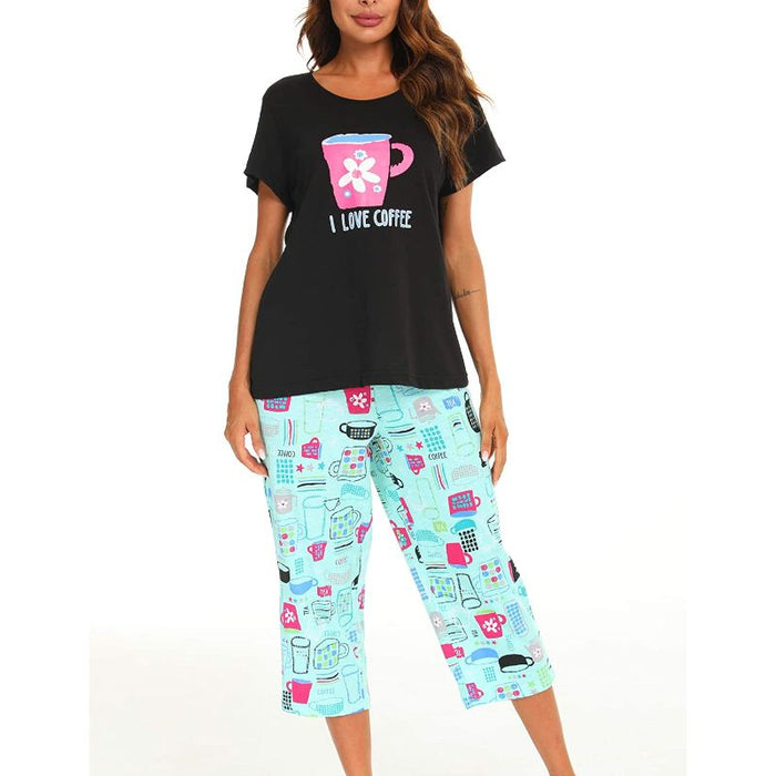 Sleepwear Tops With Capri Pants